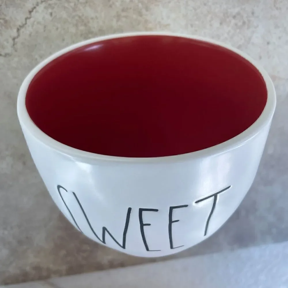 NWT Rae Dunn 3 pc Ice Cream White Red Blue Bowl Se